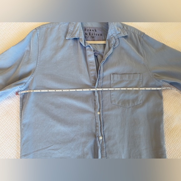 Frank & Eileen Glacier Blue Cotton Tattered Wash Maxi Shirtdress - Large - Picture 4 of 10